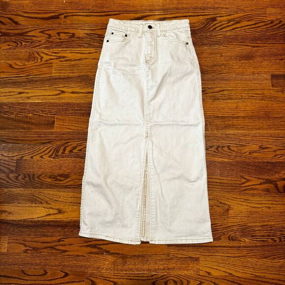 OAT Long Denim Ecru Skirt. Size 2/26 - Picture 1 of 7